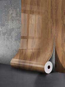 1卷 2.4mm 厚木纹自粘墙板，15.74" X 118.1"/40*300CM 光面 PVC 泡沫防溅板瓷砖卷，防水防潮自粘墙纸，适用于厨房浴室台面，防撞家居装饰（棕色、灰色木纹） - 彩色 - 查看 12