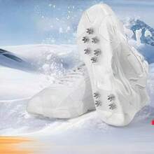 1 szt. raków stalowych, uniwersalne kolce do butów/butów zewnętrznych, antypoślizgowe, wielorozmiarowe, 10 szt. stalowych kolców antypoślizgowych do wędrówek pieszych, jazdy na łyżwach, chodzenia po śniegu, przyczepności 360° na śniegu, lodzie i różnych rodzajach terenu, elastyczny pasek ułatwiający zakładanie/zdejmowanie, unisex