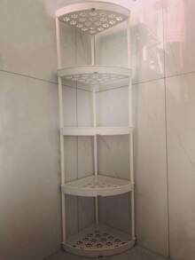 3/4/5层塑料三角滚动置物架兼立式淋浴置物架，节省空间，适用于角落、厨房、客厅、浴室、阳台和玄关，是节日送礼佳品。