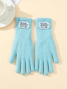 1 Pair Women's Thick Warm Knitted Gloves, Fleece Lined For Winter Outdoor Cycling - Fingerless Gloves - View 15