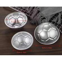 3pcs Soccer Ball Shaped Cake Pan Set, Aluminum Non-Stick Baking Molds, 3D Sports Themed Desserts And Cakes, With 2.76", 3.15", 3.54" Pans For DIY Baking - Silver - View 8