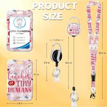 Teacher Of Tiny Humans Lanyards For ID Badges, Pink Cute Star ID Badge Holder With Lanyard Retractable Badge Holder/Reel Lanyard, Teacher Student Office Gifts,TeacherofTinyHumans - 小小人類的老師 - 查看 5