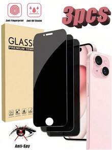 3pcs Privacy Screen Protector Compatible With IPhone 15/15 Plus/15 Pro/15 Pro Max/14/14 Plus/14 Pro/14 Pro Max/13 Mini/13/13 Pro/13 Pro Max/12 Mini, Compatible With IPhone 16/16 Pro/16 Plus/16 Pro Max/17/17 Air/17 Pro/17 Pro Max, Tempered Glass, Anti-Scratch, Anti-Fingerprint, Anti-Drop, Anti-Peeping, Perfect Fit With Phone Case - Black - View 19