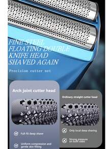 Kemei KM-T400 Men's Electric Shaver, Dual Blade Reciprocating Electric Shaver, Wet & Dry Use, IPX7 Waterproof, LED Display Rotary Shaver, With Beard Trimmer, USB Type-C Rechargeable Wireless Design - Multicolor - View 9