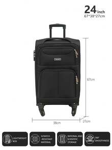 Walizka z tkaniny Oxford, walizka na kółkach, duża pojemność, 4-częściowy zestaw walizek z tkaniny Oxford, 20/24/28/32 cale, odporna na zarys Oxford, 20/24/28/32 cale, odpornaa zarys może być używana jako bagaż podręczny lub walizka - 黑色 - 查看 12