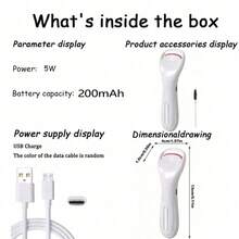 USB Rechargeable Heated Eyelash Curler With Silicone Pad, Fast And Portable - White - View 6