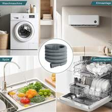 ZABE 10米/7米/5米/3米/2米/1.5米，通用洗衣机和洗碗机延长排水软管套件 - 多长度可调，口径0.78-1.5英寸 - 耐用，易于安装 - 配有U型支架、连接器和卡箍 - 适用于洗衣机、烘干机、厨房/洗衣房 - 灰色 - 查看 10