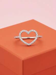 1pc Minimalist Unique 925 Sterling Silver Single Diamond "I Love Mom" Ring, Exquisite Jewelry Gift For Women - Love Ring - View 6