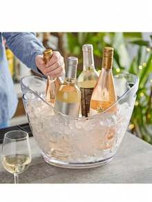 1pc Acrylic Ice Bucket - Transparent Champagne And Soda Beverage Cooler, Clear Party Drink Tub, Food , Ideal For Parties, Bars And Restaurants - Clear - View 10