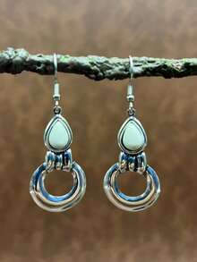 1 Set Vintage Bohemian Style Turquoise Pendant Necklace, Turquoise Earrings, 2-Layer Necklace Can Be Matched Freely, Versatile, Suitable For Casual Wear, All Seasons Jewelry, Suitable For Women And Girls To Match Daily Outfits, Party Accessories, Jewelry, Gift For Family/Friends/Yourself - Bohemian Style - View 24