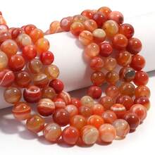 1 Hilo de Cuentas de Ágata Naranja Rayada para Hacer Joyas - Redondas, Tamaños Surtidos de 4mm a 12mm - Naranja - Ver 4