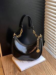 Fashionable Crescent Moon Underarm Bag For Women, Chain Shoulder Crossbody Bag, 2025 New Winter Collection - Multicolor - View 13