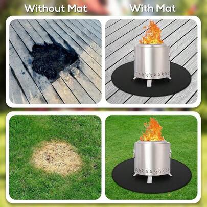 Pit Mat, Camping Fireproof Mat, Round Fireproof Under Grill Mats For Outdoor Grill, Portable Camping Stove Mat For So...