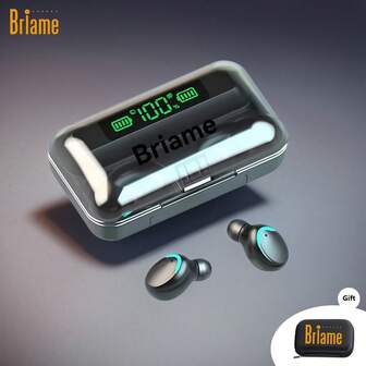  Briame Wireless Earphones- Clear High-Fidelity Stereo Sound, Perfect For Enjoying Music And Professional Gaming Sound Experience, USB Charging, Equipped With Sensitive Touch Control, Compact Portable Charging Case With Stereo Sound And HD, Wireless Earbuds With Hifi Stereo Sound, Touch Control, HD Microphone, And Charging Case- Perfect For Noise-Canceling During Calls And Gaming Headset, 400mah Battery