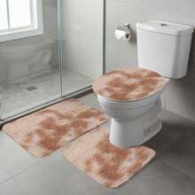 3Pcs Mixed Color Bathroom Rugs Set, Multi Purpose Modern Style Bath Mats Set - Comfortable SoftToilet Carpet, Non-Slip, Fast Absorbent, Machine Washable, Perfect For Bedroom Decor, Tub, Toilet Floor, Shower Room - Màu Khaki - Xem 4