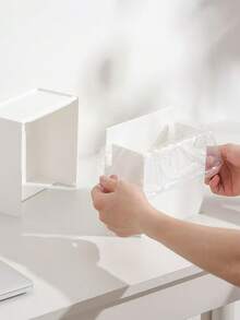 1 pièce Boîte de rangement murale inclinée, fabriquée en matériau ABS imperméable, anti-poussière et résistant aux taches pour la salle de bain, le rangement des tampons de maquillage et hygiéniques, le distributeur de papier-mouchoir, sans perçage requis pour le collecteur de déchets d'angle ou latéral - Multicolore - Voir 2