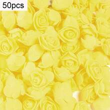 50 pièces Têtes de fleurs de rose artificielles, fleurs en mousse de PE convenant pour ours en rose DIY, décoration de mariage, emballage cadeau, accessoires cheveux - Multicolore - Voir 15