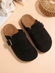 Boken 女士 2024 年春季新款厚底拖鞋，一脚蹬休闲乐福鞋 - 黑色 - 查看 8