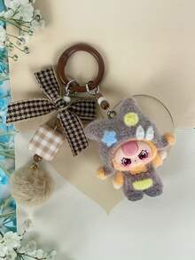 New Adult Unisex Dopamine Design Cute Cartoon Big Ear Flocked Keychain, Solid Plastic Key Chain, Bag Pendant, Water Bottle, Backpack, Car Decor, Daily Accessory, Holiday, Birthday Gift - Multicolor - View 8