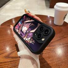 Funda de teléfono con patrón de chica anime para iPhone 16, TPU grueso, estética 11PRO, fundas de teléfono 13MINI, 13PRO, linda 14PRO para mujeres, 15PLUS para hombres, 11PROMAX a prueba de golpes y anti-caída, XSMAX negro, 15PROMAX con sensación suave, 16 único, 16PROMAX con diseño de protección de lente de cobertura completa, 15 parejas XR/14PROMAX/12PRO/14PLUS/13PROMAX/XS/11/15PRO/16PRO/14/16PLUS/12MINI/13/12PROMAX/12 - Burdeos - Ver 13