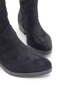 RevReaL Western Embroidered Cowboy Mid-Calf Boots - BLACK a - View 3