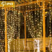 Cortina de Luces 3mx3m 2pcs, 300 Leds Cascada De Luces Con Ganchos, 8 Modos De Luces Con Control Remoto, Ip65 Impermeable, Para Interior y Exterior, Navidad, Cumpleaos, Boda. - 2 unidades - 3 m x 3 m - Ver 3
