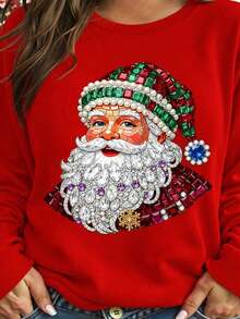 Christmas Outfit Womenchristmas Outfit WomenDrmWander Christmas Theme Graphic Print, High-Quality Pigment Dyed Holiday Pullover, Christmas Flower Round Neck Long SleeveLoose And Comfortablechristmas Sweater Womenchristmas Outfit Women - Màu be - Xem 6