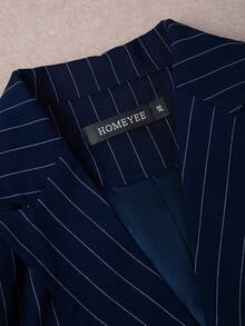 HOMEYEE Striped Fabric Retro Casual Elegant Business Professional Plus Size Suit Pants & Jacket Set