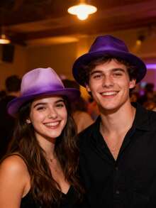 JEWELRYWE Two-Tone Fedora Hats For Men And Women, Gradient Classic Felt Panama Hat - A - Xem 2