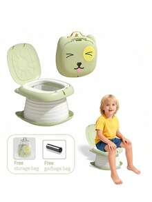 ABS Folding Toilet For Babies, Portable For Outdoor Travel, Comes With A Storage Bag And Trash Bag (Please Be Sure To Watch The Video For Operation Instructions; It Runs Small, Recommended For Children Under 6 Years Old). - Bear Model - View 8