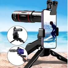 18倍长焦镜头,高清智能手机长焦镜头,手持使用,兼容iOS和安卓手机,适用于音乐会、演出、旅行、创意摄影,智能手机摄影配件,兼容和安卓手机,适合暑假、旅行、创意摄影、社交媒体内容、Vlog、度假旅行工作室、户外直播、旅行Vlog视频录制、网红内容、手机配件、手机相机镜头、摄影配件 - 黑色 - 查看 4