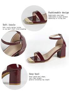 Giày cao gót hở mũi bằng da bóng màu đỏ tía dành cho nữ, phong cách cổ điển thanh lịch, giày cao gót giữa bằng da bóng màu đỏ tía - Màu Đỏ Sâu - Xem 6