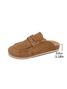 New Autumn Fashion Slippers, Suede Loafer Mule Shoes,Flats - Khaki - View 9