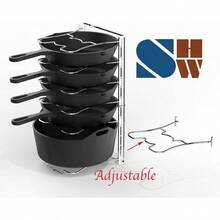 7 Adjustable Compartments Pan and Pot Lid Organizer Rack Holder Chrome - cromo - Ver 2