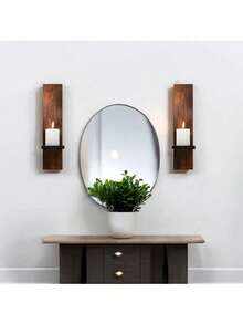 壁烛台（两件套）、装饰性木质烛台、农舍烛台、客厅墙壁装饰 - 2 Pieces - 查看 4