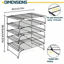 Five-Layer Foldable Baking Cooling Rack, Suitable For Cookies, Cakes, Pastries - Space-Saving Stacking Oven, Countertop And Holiday Baking Stand, Perfect For Halloween, Christmas, Cookie Cooling Station, Baking Cooling Rack. - 5個裝 - 查看 2