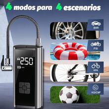 Compresor de aire portátil inteligente para inflado de llantas, compatible con autos, motocicletas, bicicletas y pelotas, con batería recargable integrada de 2000mAh - Negro - Ver 8