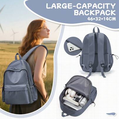 Lightweight Bag College Backpack, School Travel Laptop Backpack Fit 14-15.6inch Notebook, Commute Bag With Zipper Pocket & Multi Functional Compartments, Durable Backpack Casual Day Pack For Girls And Boys, Large Capacity Portable Backpack For Outdoor, Travel, Hiking, School.