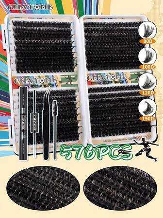 CMAYOME 576/592/640 Cluster Large Volume Individual Eyelashes, World Cup Soccer Limited Edition Eyelashes, Eyelash Tool Kit, Mixed Density, 10D-100D, 8-16mm, D Curl, DIY Natural Makeup Look, Super Dense Soft, Ultra-Light Eyelashes, Individual Clusters, Reusable, Segmented Eyelashes, Eyelash Extension Kit, Suitable For Travel, Daily Eye Makeup,