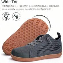 WateLves - Zapatos anchos descalzos para niños y niñas minimalistas ligeros y transpirables zapatos para caminar naturalmente deslizados Ajuste flexible - Grisoscuro - Ver 4