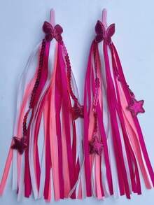 1 Pair Handlebar Streamers With Sequins, Tassels, Stars, Bowknot Decor For Scooter, Tricycle, Motorcycle, Bicycle - Multicolor - View 13