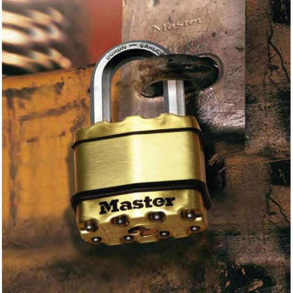 Excell Heavy Duty Padlock With Key And Extra-Long Shackle - Cut-Proof Boron Carbide 51mm Shackle - 50mm Size W...