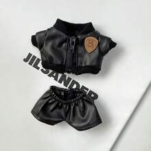 17cm Teddy Bear Leather Jacket, Suitable For Labubu Doll Clothing