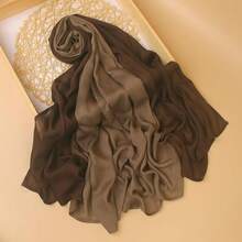 Gradient Dual Color Scarf,Elegant Ombre Headwraps Hijab, Modal Cotton Feel Lightweight Sunscreen Shawls For Women,6#Brown - 6#brown - View 3