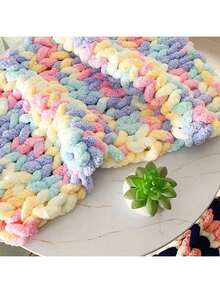 50g,Extra Thick Ice Yarn Blanket, Hand Knitted DIY Thread, Chunky Chenille Cushion/Pet Bed Yarn, Suitable For Icelandic Scarf, Hats, Knitting Projects, Soft Texture - Multicolor - View 7