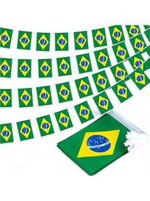 Brazilian Flag, Hand-Waved Flag, Brazilian Rope Flag Banner Mini National Flag World Flag, Event Banner Classroom Garden Festival Grand Opening Bar Sports Celebration Decoration - Multicolor - View 3