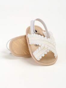 Infant Infant Girls Summer Sandals Shoes With Flower Soft Sole Newborn Toddler First Walker Crib Dress Shoes 0-3 6-12 12-18 Months - White - View 9