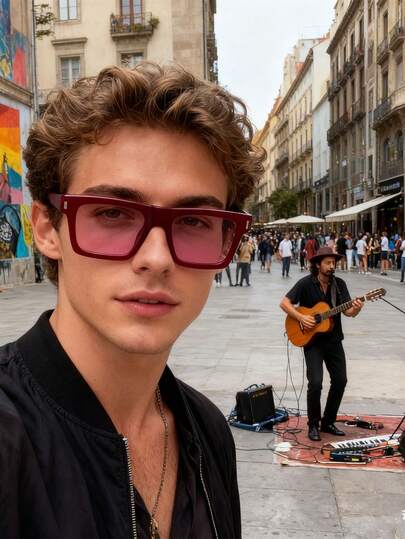 一副男女通用复古方形小框时尚眼镜，适合所有季节，可搭配时尚服饰、派对装饰、海滩度假、骑行、驾驶、舞台表演和日常佩戴。