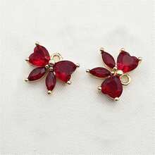 2/4/6pcs Copper-Plated Zirconia Bowknot Pendant, Vintage Hair Clip Earring Necklace Brooch DIY Jewelry Accessories Valentines - Multicolor - View 15