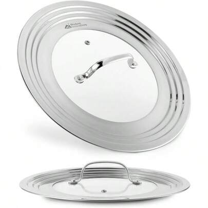 Universal Lid With Tempered Glass Top For Pots And Pans Fits 8.25 9 10 11 And 12 Inch Cookware Large Replacement Frying Pan Cover Cast Iron Skillet Lids Stainless Steel
